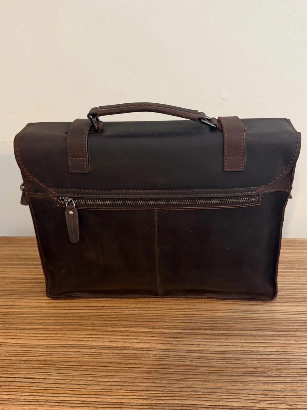Men's Brown Leather Briefcase Messenger Bag
